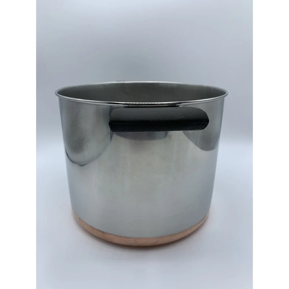 VTG Revere Ware Tall Copper Bottom 6 Qt Stock Pot Pre-1968 Double Ring NO LID